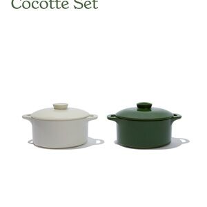 Elegant Green and Cream Cocotte Set